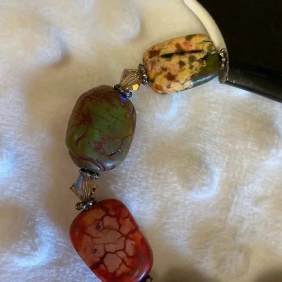 Multi Color Stone And Bead Boho Bracelet with Clasp - Picture 4 of 7